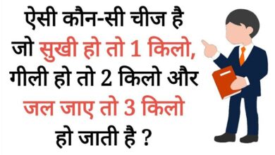 Intresting Gk Questions : सूखी हो तो 2 किलो, गीली हो तो 1 किलो और जल जाए तो 3 किलो; बताओ क्या है?